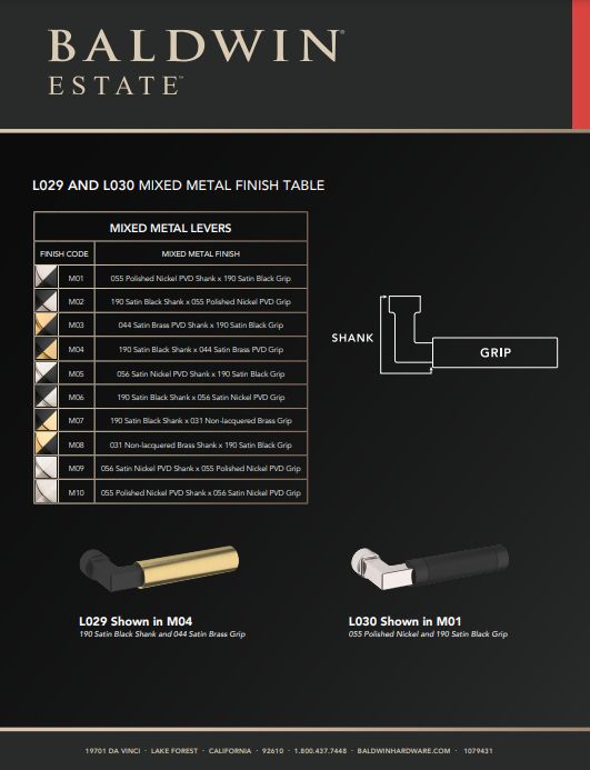 Baldwin Estate Mixed Metal Finish Table Guide Thumbnail